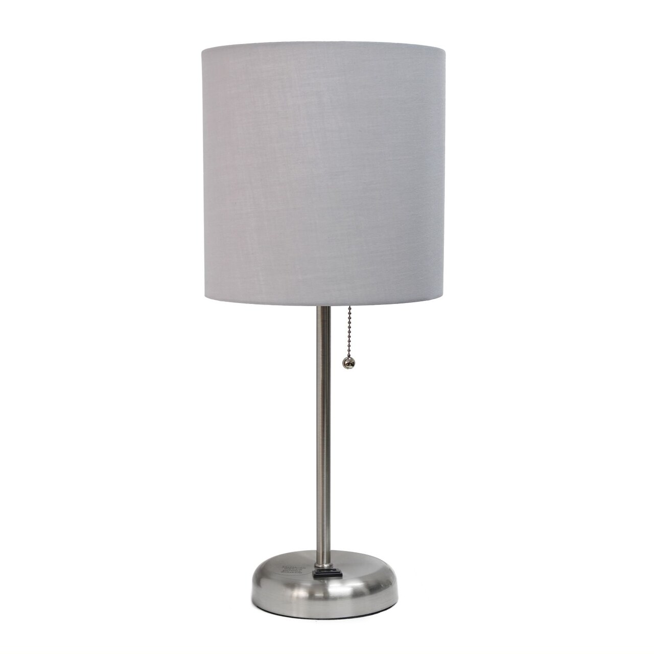 Mod Lighting and Decor Stick Lamp with USB Charging Port and Drum Shade - 19.5" - Silver and Gray